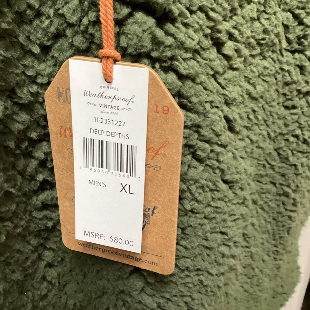 Weatherproof Vintage Men XL Sherpa Fleece Jacket Deep Depths Green 1F2331227 NEW - Picture 3 of 9
